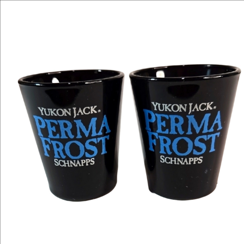 Set of 2 Vintage Yukon Jack Perma Frost Schnapps Shot Glasses Collectible